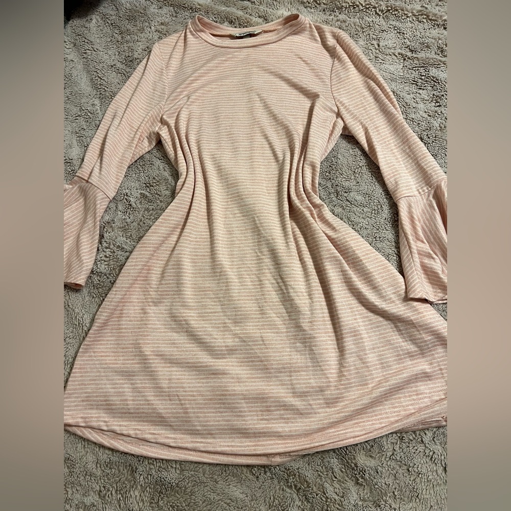 Super cute, stretchy, pink and white striped mini dress
